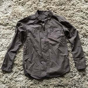 American Eagle Long Sleeve Brown Shirt Large Tall